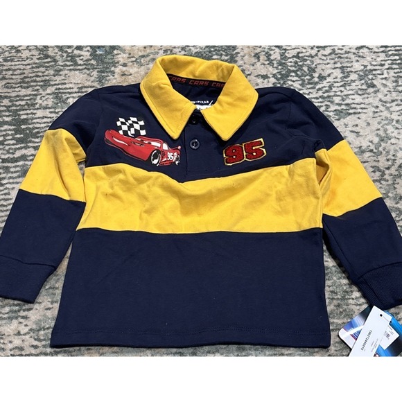 Disney Pixar Other - licensed Disney Pixar's Cars Toddler Boy Long Sleeve Rugby Polo Shirt 3T NEW